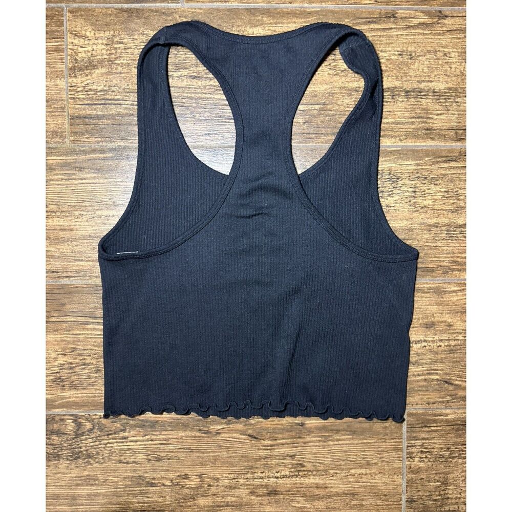 Forever 21 Black Ribbed Racerback Crop Tank - M - Picture 3 of 3